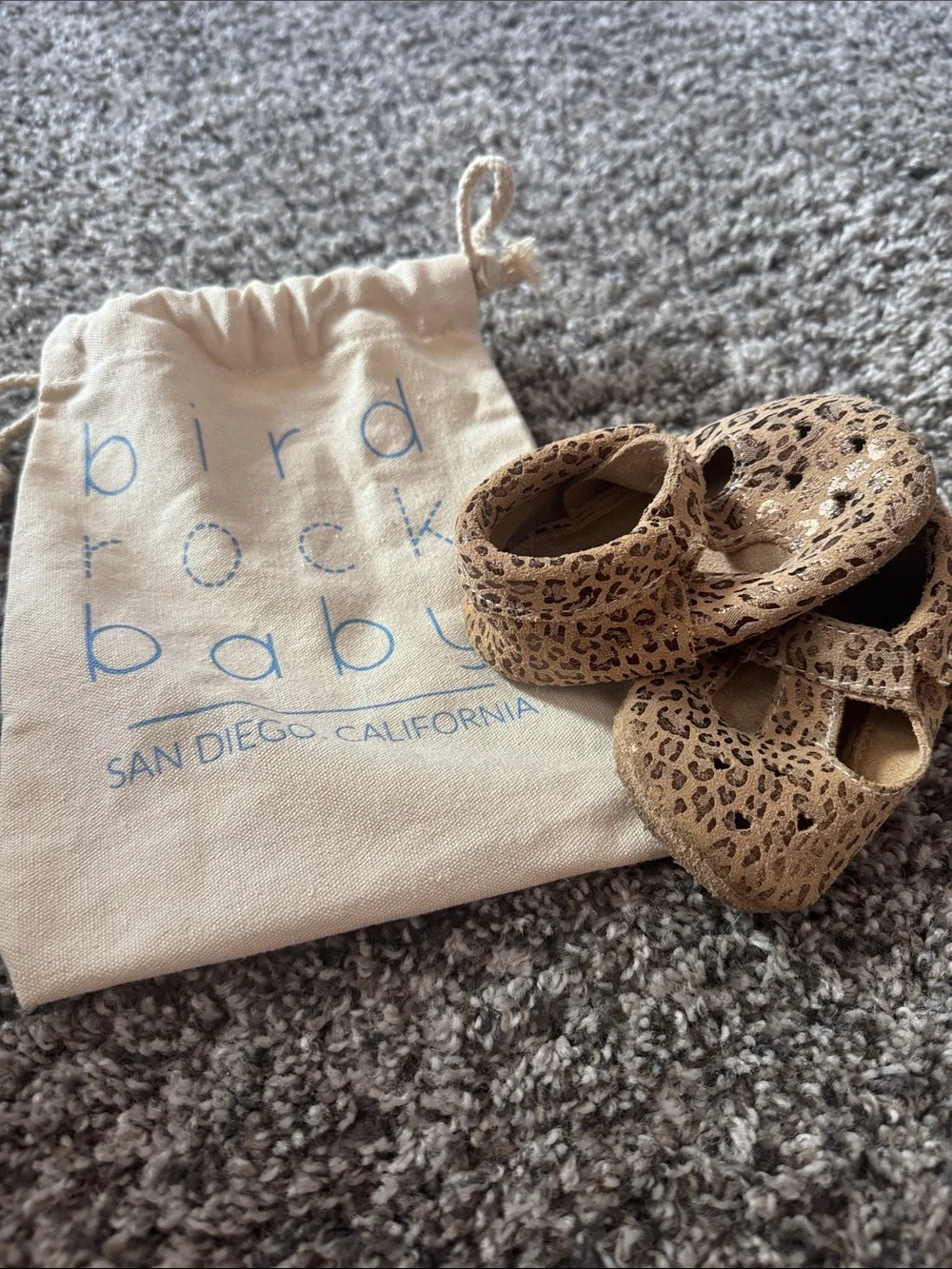 Bird Rock Baby Tan Leopard Print Mary Jane Baby Shoes